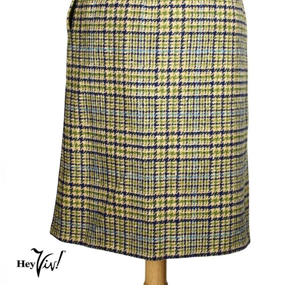 Vintage Pendleton Pencil Skirt Green Blue Plaid Wool Sz Small W26 L24 - Hey Viv - Picture 5 of 8